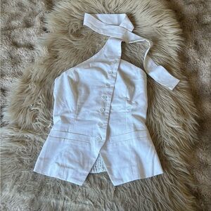 Commense White Scarf Neck Top